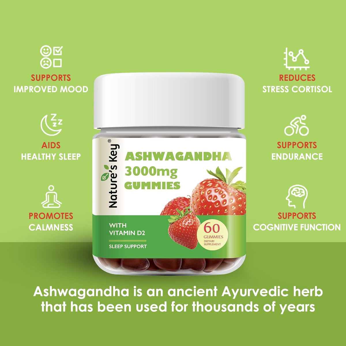 Ashwagandha Gummies with Vitamin D2 – High Potency Mood Support