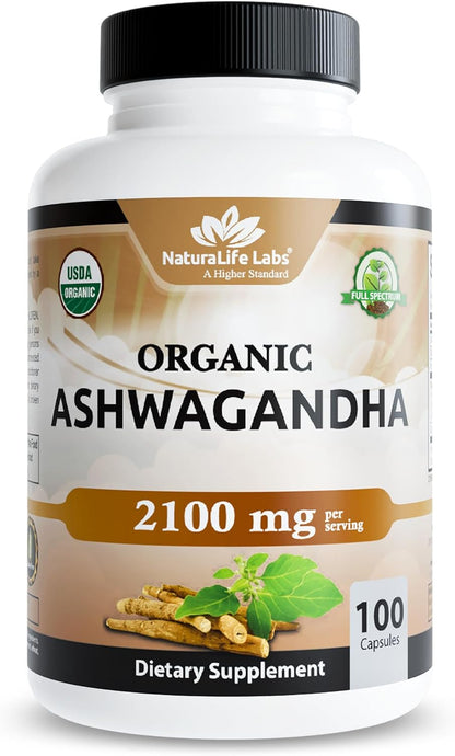 Organic Ashwagandha 2100 mg Capsules – Full Spectrum
