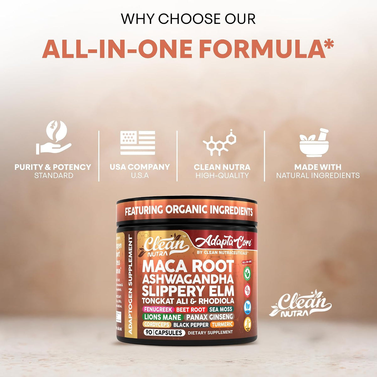 Organic Maca Root Complex Capsules – Adaptogen Blend