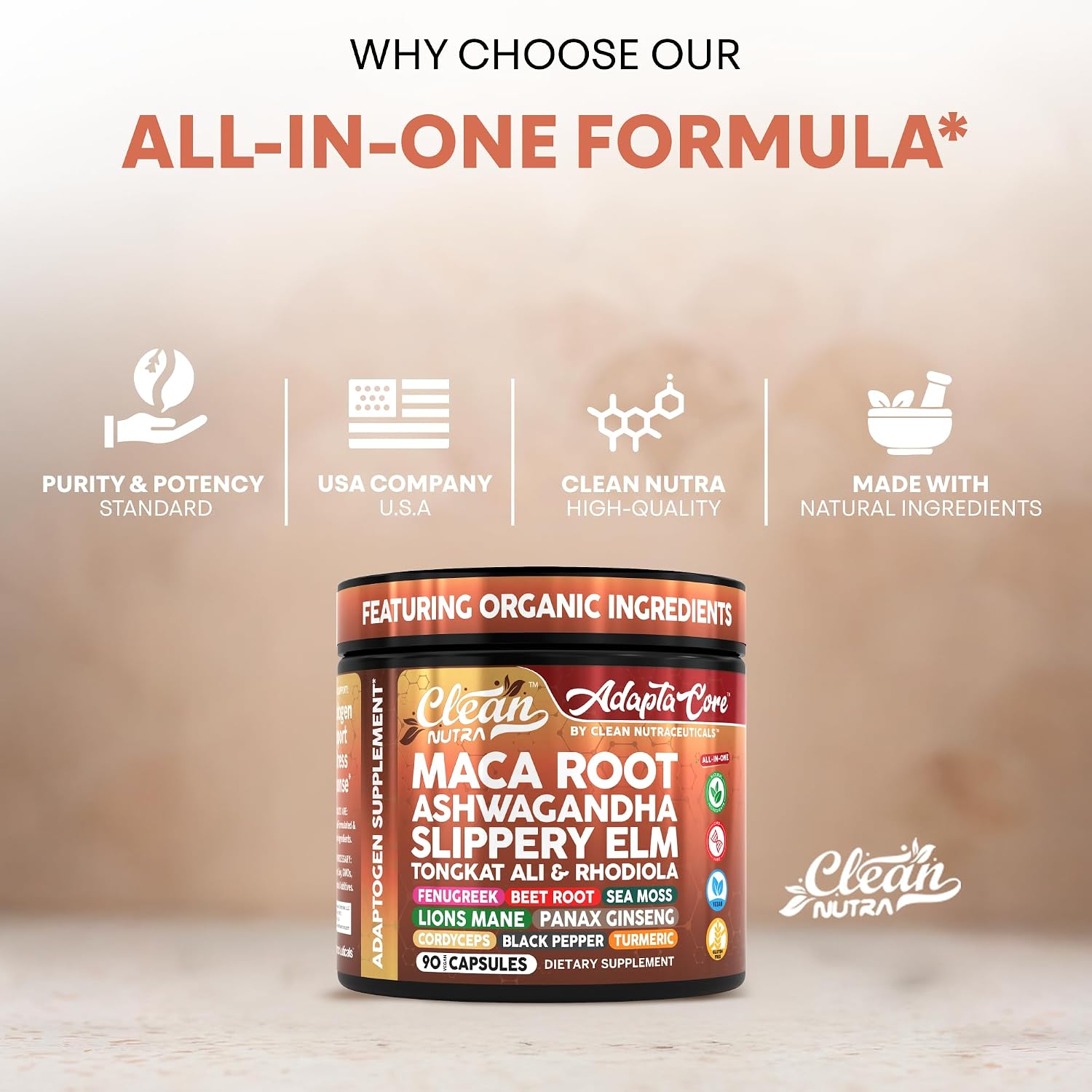Organic Maca Root Complex Capsules – Adaptogen Blend