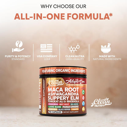 Organic Maca Root Complex Capsules – Adaptogen Blend