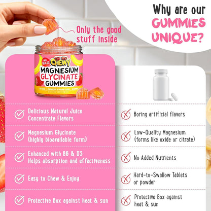Magnesium Glycinate Gummies with B6 & D3 – Sleep & Calm Support