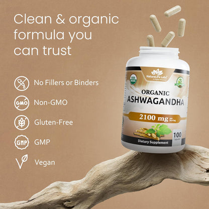 Organic Ashwagandha 2100 mg Capsules – Full Spectrum