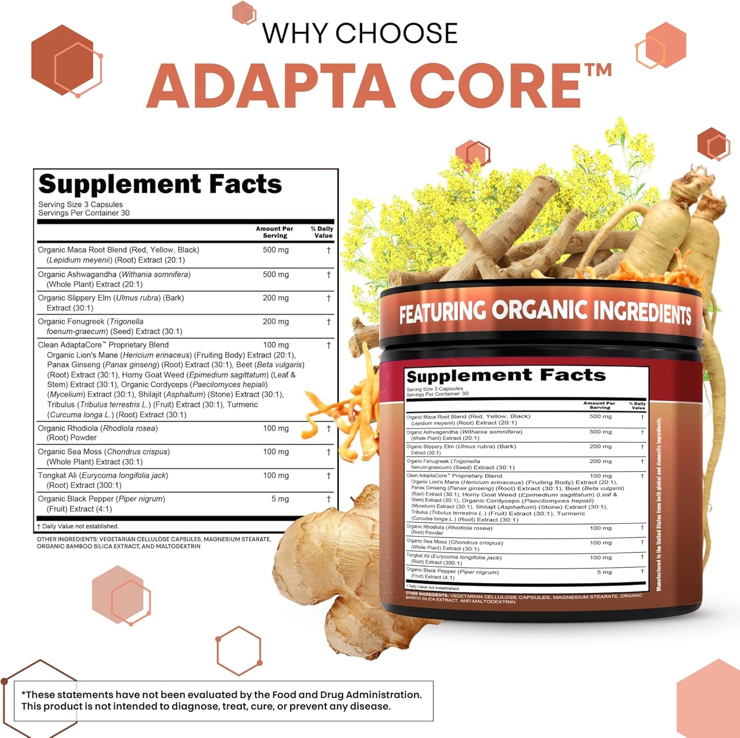 Organic Maca Root Complex Capsules – Adaptogen Blend