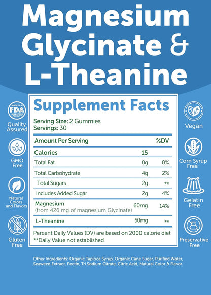 Magnesium Glycinate Gummies with L-Theanine – Calm & Sleep