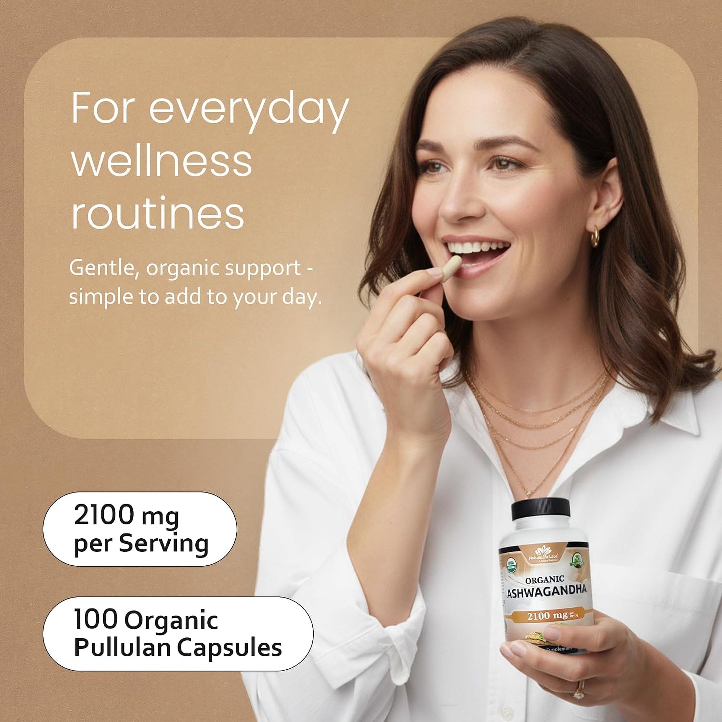 Organic Ashwagandha 2100 mg Capsules – Full Spectrum