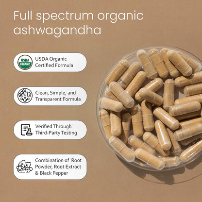 Organic Ashwagandha 2100 mg Capsules – Full Spectrum