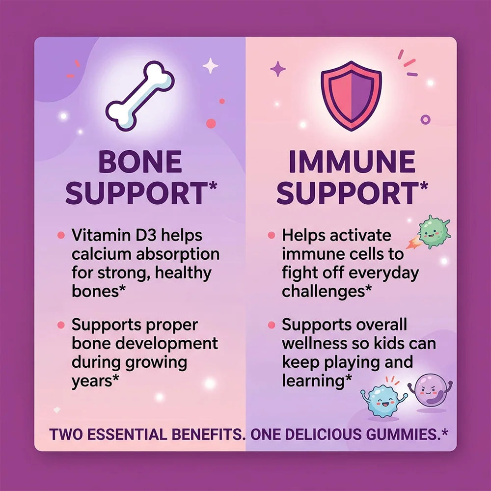 Kids Vitamin D3 Gummies for Bone and Immune Support