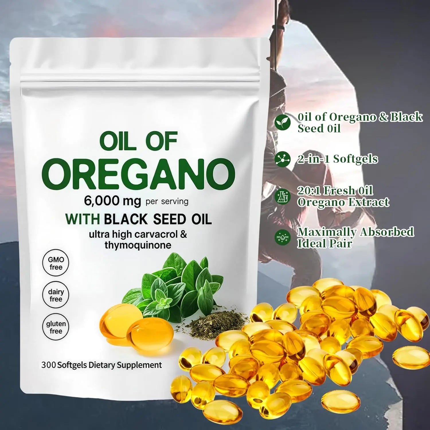 Oregano & Black Seed Oil Softgels – 4-in-1 Immune Support