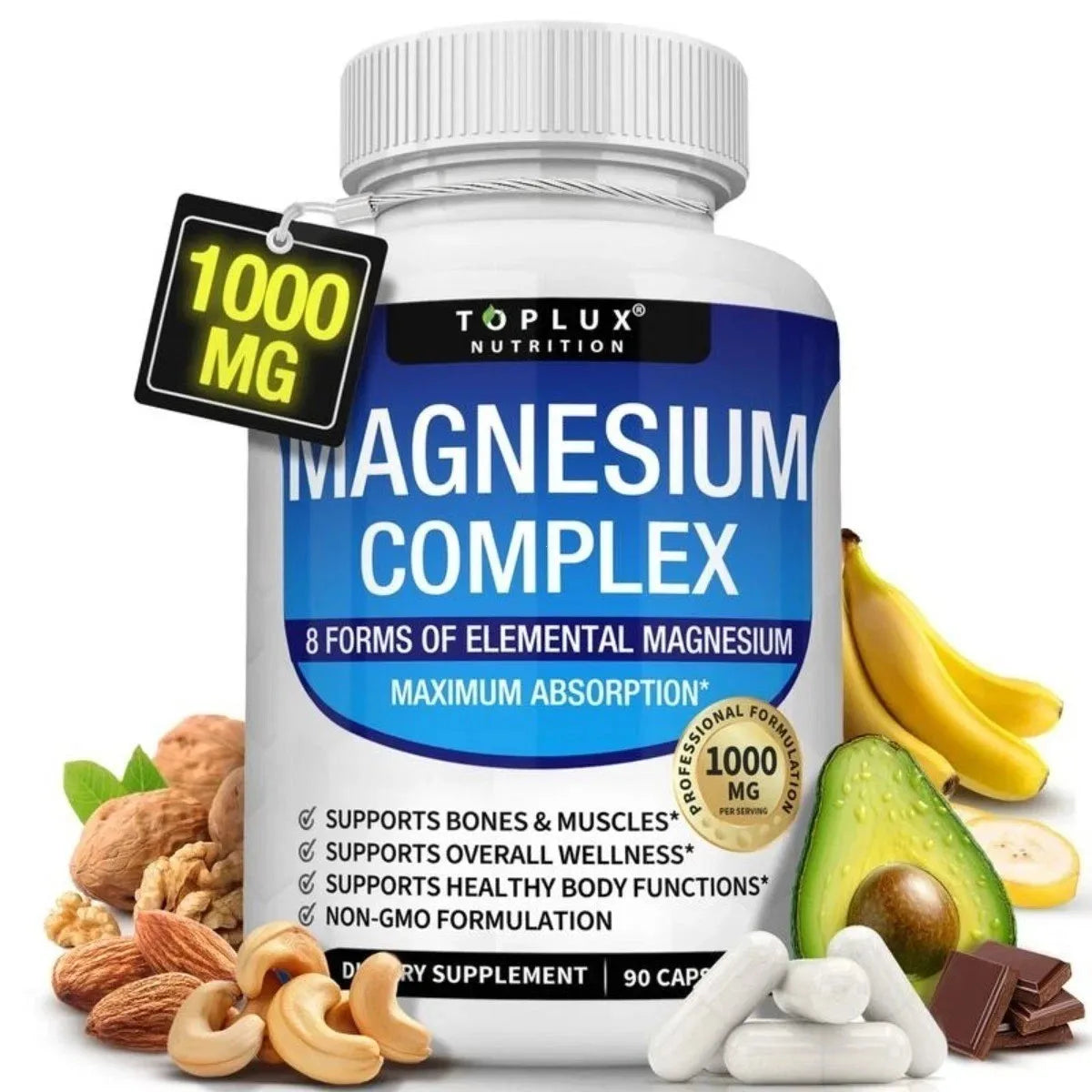 Magnesium Complex Supplement – 8 Forms, 1000 mg Support