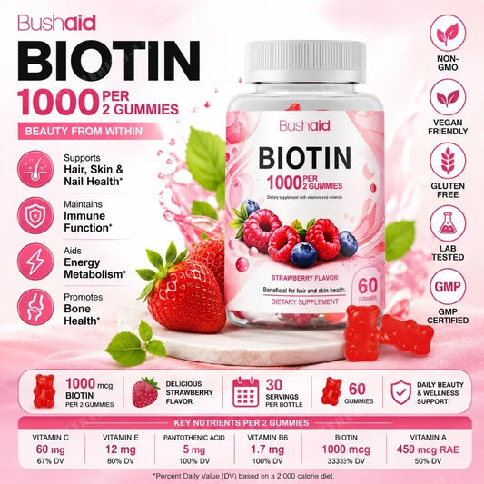 Biotin Hair, Skin & Nails Gummies – With Essential Vitamins