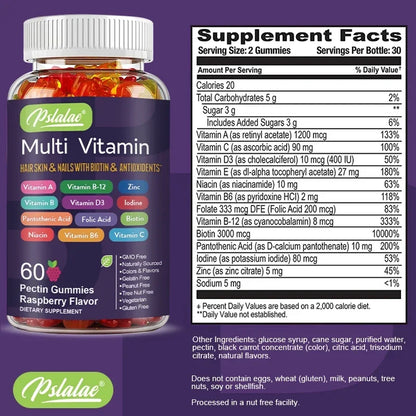 Multivitamin Gummies for Energy, Immune and Skin Support
